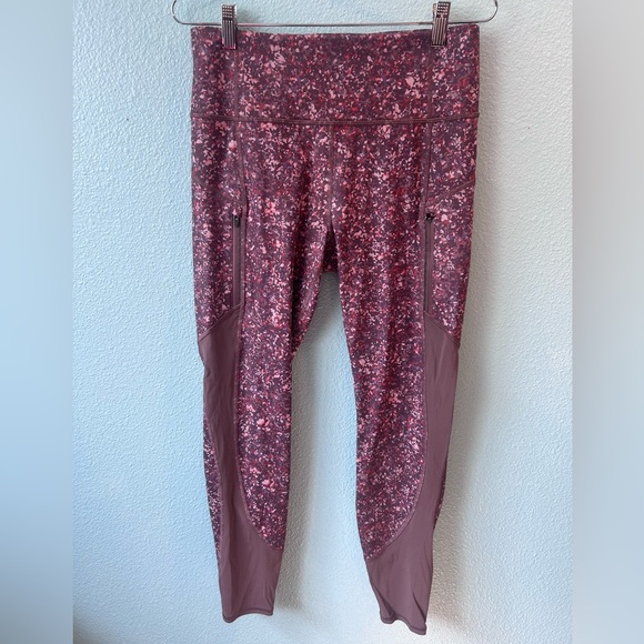 Athleta Floral Print Leggings in Pink and Purple - Picture 1 of 7